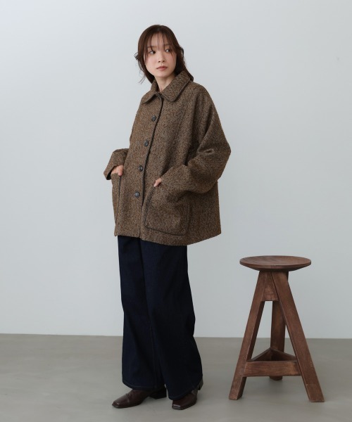 セール】ヘリンボーンツイードカバーオールジャケット（その他アウター