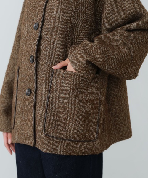 Bab（バブ）の「ヘリンボーンツイードカバーオールジャケット（その他アウター・レディース・チャコールグレー/ブラウン・M）」の21枚目の写真