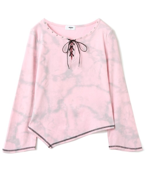 atmos pink（アトモスピンク）の「atmos pink Lace-up Top / アトモス ピンク レースアップ トップ（Tシャツ/カットソー・レディース・チャコール/ピンク・FREE）」の2枚目の写真