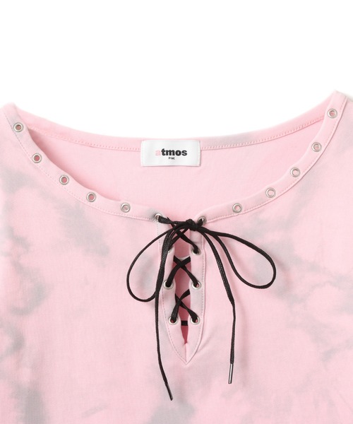 atmos pink（アトモスピンク）の「atmos pink Lace-up Top / アトモス ピンク レースアップ トップ（Tシャツ/カットソー・レディース・チャコール/ピンク・FREE）」の7枚目の写真