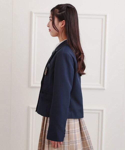 PINK-latte（ピンクラテ）の「【2026年入卒・セレモニー・卒服】クロップドダブルジャケット（テーラードジャケット・キッズ・ブラック/ネイビー・15 /16）」の5枚目の写真