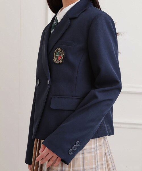 PINK-latte（ピンクラテ）の「【2026年入卒・セレモニー・卒服】クロップドダブルジャケット（テーラードジャケット・キッズ・ブラック/ネイビー・15 /16）」の8枚目の写真