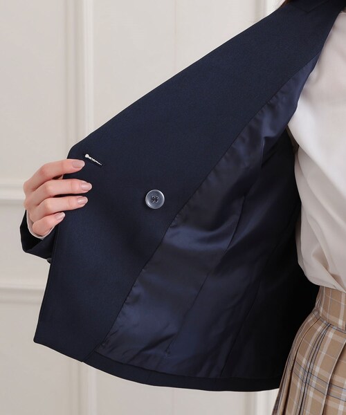 PINK-latte（ピンクラテ）の「【2026年入卒・セレモニー・卒服】クロップドダブルジャケット（テーラードジャケット・キッズ・ブラック/ネイビー・15 /16）」の10枚目の写真