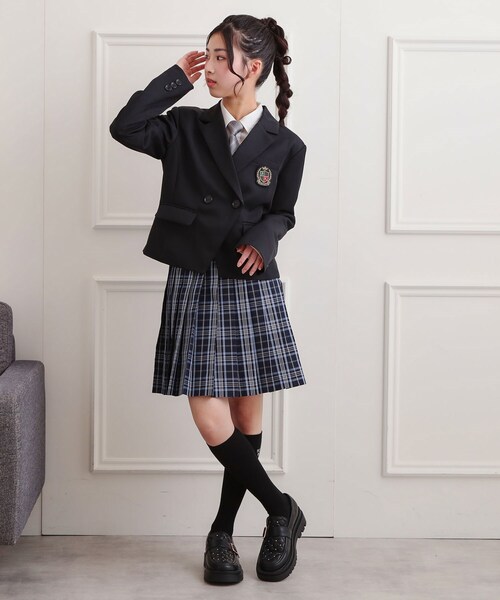 PINK-latte（ピンクラテ）の「【2026年入卒・セレモニー・卒服】クロップドダブルジャケット（テーラードジャケット・キッズ・ブラック/ネイビー・15 /16）」の15枚目の写真