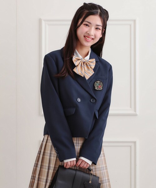 PINK-latte（ピンクラテ）の「【2026年入卒・セレモニー・卒服】クロップドダブルジャケット（テーラードジャケット・キッズ・ブラック/ネイビー・15 /16）」の17枚目の写真