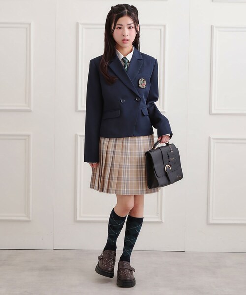 PINK-latte（ピンクラテ）の「【2026年入卒・セレモニー・卒服】クロップドダブルジャケット（テーラードジャケット・キッズ・ブラック/ネイビー・15 /16）」の18枚目の写真