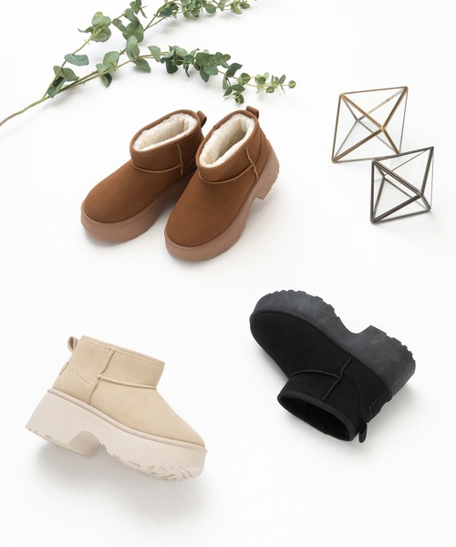 JELLY BEANS(ジェリービーンズ)の「厚底ムートンショートブーツ(210-57378)JELLY BEANS(ジェリービーンズ)(ブーツ・レディース・ベージュ/ブラック/キャメル・L/M/S/LL)」の11枚目の写真