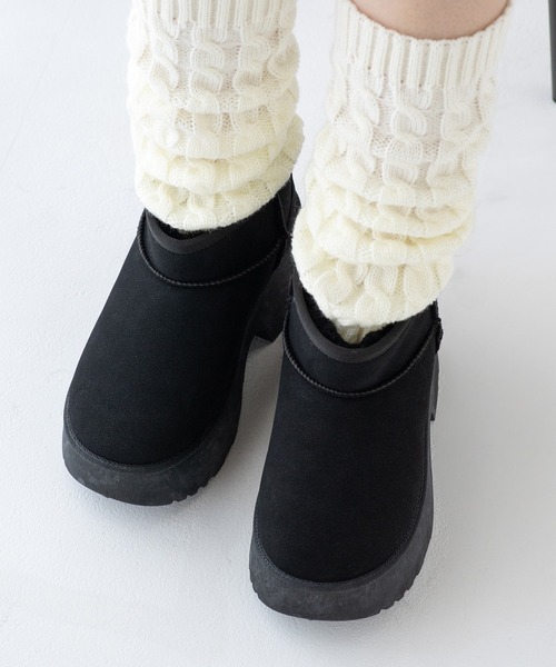 JELLY BEANS(ジェリービーンズ)の「厚底ムートンショートブーツ(210-57378)JELLY BEANS(ジェリービーンズ)(ブーツ・レディース・ベージュ/ブラック/キャメル・L/M/S/LL)」の13枚目の写真