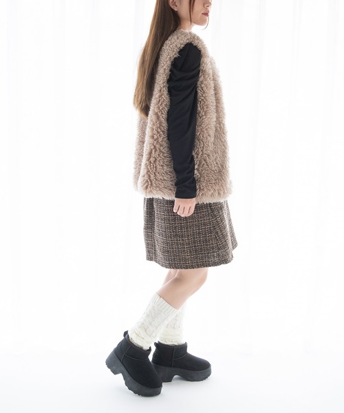 JELLY BEANS(ジェリービーンズ)の「厚底ムートンショートブーツ(210-57378)JELLY BEANS(ジェリービーンズ)(ブーツ・レディース・ベージュ/ブラック/キャメル・L/M/S/LL)」の15枚目の写真