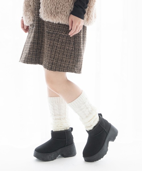 JELLY BEANS(ジェリービーンズ)の「厚底ムートンショートブーツ(210-57378)JELLY BEANS(ジェリービーンズ)(ブーツ・レディース・ベージュ/ブラック/キャメル・L/M/S/LL)」の14枚目の写真