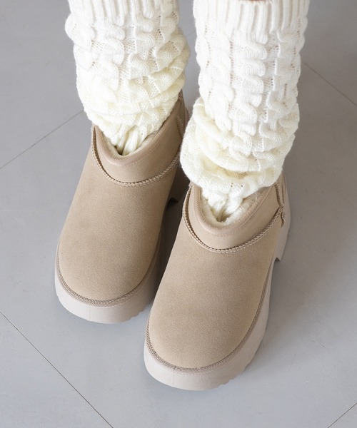 JELLY BEANS(ジェリービーンズ)の「厚底ムートンショートブーツ(210-57378)JELLY BEANS(ジェリービーンズ)(ブーツ・レディース・ベージュ/ブラック/キャメル・L/M/S/LL)」の17枚目の写真