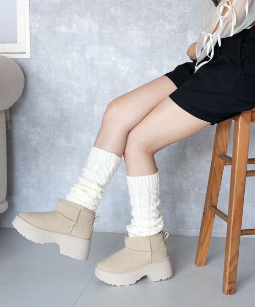 JELLY BEANS(ジェリービーンズ)の「厚底ムートンショートブーツ(210-57378)JELLY BEANS(ジェリービーンズ)(ブーツ・レディース・ベージュ/ブラック/キャメル・L/M/S/LL)」の18枚目の写真