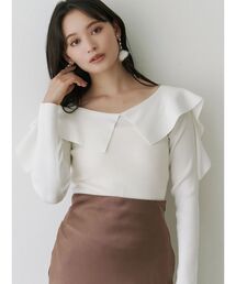 MERCURYDUO | ペプラムラッフルコンパクトニット(ニット/セーター)