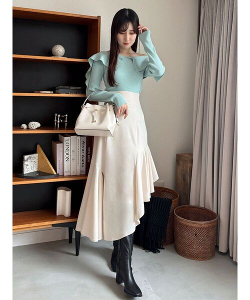 MERCURYDUO（マーキュリーデュオ）の「ペプラムラッフルコンパクトニット（ニット/セーター・レディース・ラベンダー/レッド/オフホワイト/ブラック/ベビーピンク/ミント・FREE）」の13枚目の写真