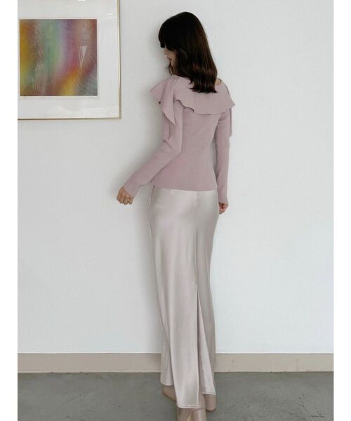 MERCURYDUO（マーキュリーデュオ）の「ペプラムラッフルコンパクトニット（ニット/セーター・レディース・ラベンダー/レッド/オフホワイト/ブラック/ベビーピンク/ミント・FREE）」の17枚目の写真