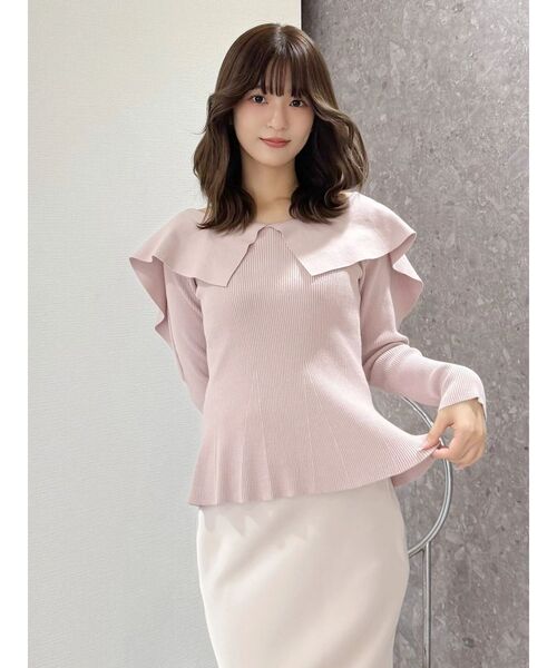 MERCURYDUO（マーキュリーデュオ）の「ペプラムラッフルコンパクトニット（ニット/セーター・レディース・ラベンダー/レッド/オフホワイト/ブラック/ベビーピンク/ミント・FREE）」の20枚目の写真