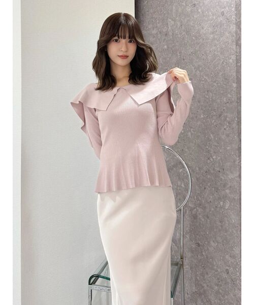 MERCURYDUO（マーキュリーデュオ）の「ペプラムラッフルコンパクトニット（ニット/セーター・レディース・ラベンダー/レッド/オフホワイト/ブラック/ベビーピンク/ミント・FREE）」の21枚目の写真