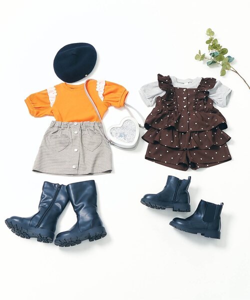 apres les cours(アプレレクール)の「【ジュニア対応】ハートポケットインパンツ付きスカート(スカート・キッズ・ベージュ/ピンク/ブラック・80/140/130/120/110/100/90)」の8枚目の写真