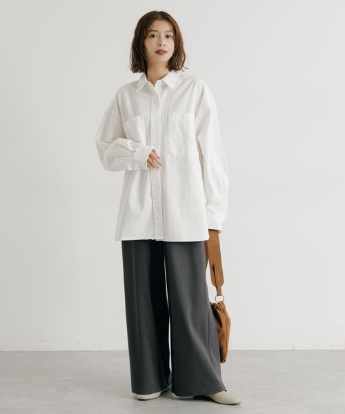 studio CLIP(スタディオクリップ)の「【選べる着丈】デニムシャツ《CLIP denim》(シャツ/ブラウス・レディース・オフホワイト/ブラック/インディゴブルー/ブルー・BIG(L)/REGULAR)」の9枚目の写真