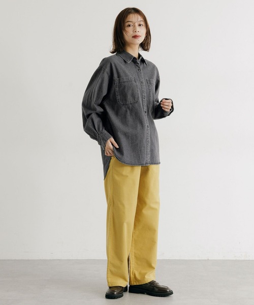 studio CLIP(スタディオクリップ)の「【選べる着丈】デニムシャツ《CLIP denim》(シャツ/ブラウス・レディース・オフホワイト/ブラック/インディゴブルー/ブルー・BIG(L)/REGULAR)」の14枚目の写真