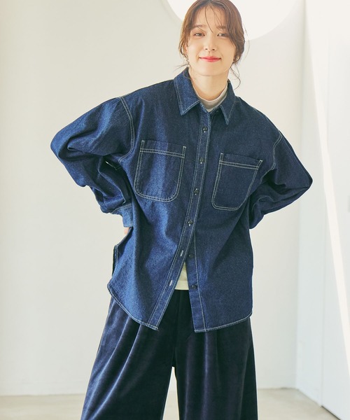 セール】【選べる着丈】デニムシャツ《CLIP denim》（シャツ/ブラウス