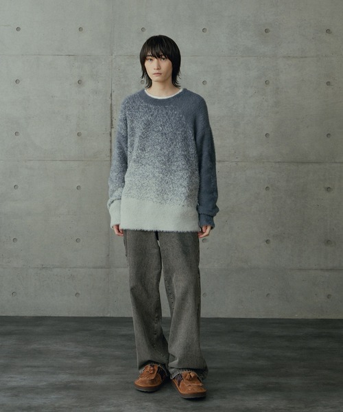 RATTLE TRAP（ラトルトラップ）の「モヘア風Wジャガードグラデーションニット（ニット/セーター・メンズ・ブラック/グレー・M/L）」の10枚目の写真