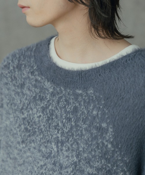 RATTLE TRAP（ラトルトラップ）の「モヘア風Wジャガードグラデーションニット（ニット/セーター・メンズ・ブラック/グレー・M/L）」の6枚目の写真