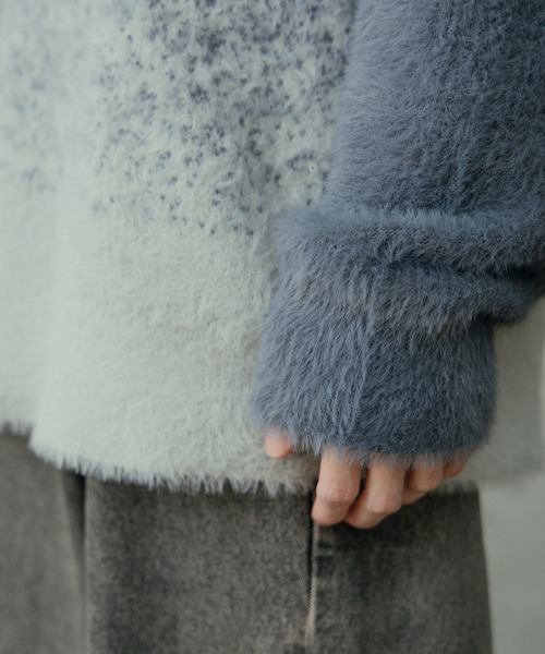 RATTLE TRAP（ラトルトラップ）の「モヘア風Wジャガードグラデーションニット（ニット/セーター・メンズ・ブラック/グレー・M/L）」の7枚目の写真