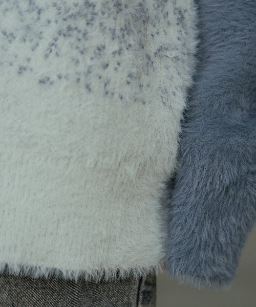 RATTLE TRAP（ラトルトラップ）の「モヘア風Wジャガードグラデーションニット（ニット/セーター・メンズ・ブラック/グレー・M/L）」の8枚目の写真