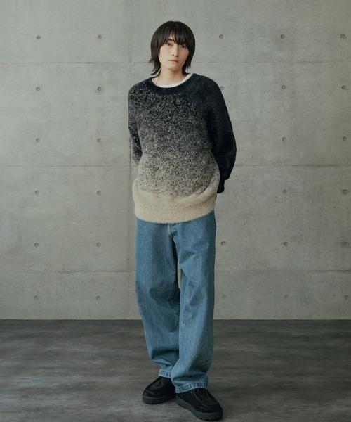 RATTLE TRAP（ラトルトラップ）の「モヘア風Wジャガードグラデーションニット（ニット/セーター・メンズ・ブラック/グレー・M/L）」の12枚目の写真