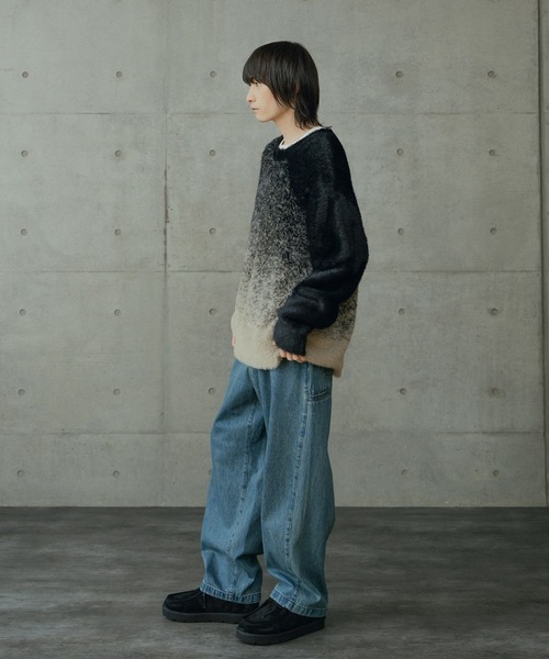 RATTLE TRAP（ラトルトラップ）の「モヘア風Wジャガードグラデーションニット（ニット/セーター・メンズ・ブラック/グレー・M/L）」の13枚目の写真