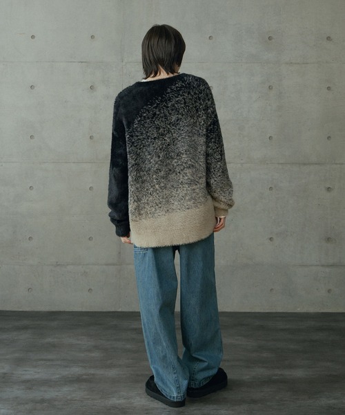 RATTLE TRAP（ラトルトラップ）の「モヘア風Wジャガードグラデーションニット（ニット/セーター・メンズ・ブラック/グレー・M/L）」の14枚目の写真