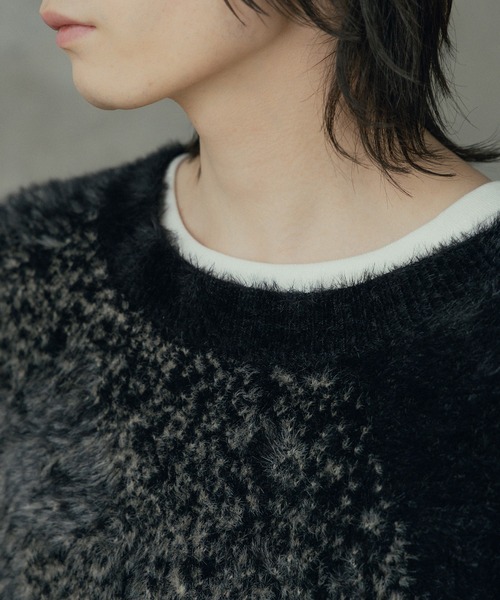 RATTLE TRAP（ラトルトラップ）の「モヘア風Wジャガードグラデーションニット（ニット/セーター・メンズ・ブラック/グレー・M/L）」の18枚目の写真