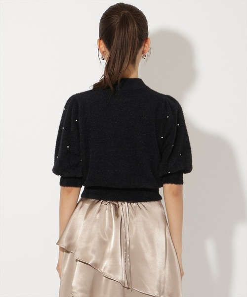 AND COUTURE(アンドクチュール)の「ラメフェザー5分袖ビジュー付きプルオーバー(ニット/セーター・レディース・ライトグレー/ブラック/オフホワイト/ベージュ・FREE)」の12枚目の写真