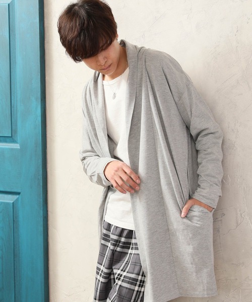 ARCADE（アーケード）の「春服 ストレッチ天竺 ビッグシルエット ロングカーディガン（カーディガン/ボレロ・メンズ・ブラック/グレー/チャコールグレー/ネイビー/モカ/ベージュ系・L/M）」の4枚目の写真