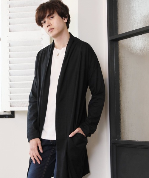ARCADE（アーケード）の「春服 ストレッチ天竺 ビッグシルエット ロングカーディガン（カーディガン/ボレロ・メンズ・ブラック/グレー/チャコールグレー/ネイビー/モカ/ベージュ系・L/M）」の2枚目の写真