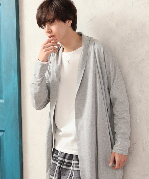 ARCADE（アーケード）の「春服 ストレッチ天竺 ビッグシルエット ロングカーディガン（カーディガン/ボレロ・メンズ・ブラック/グレー/チャコールグレー/ネイビー/モカ/ベージュ系・L/M）」の7枚目の写真