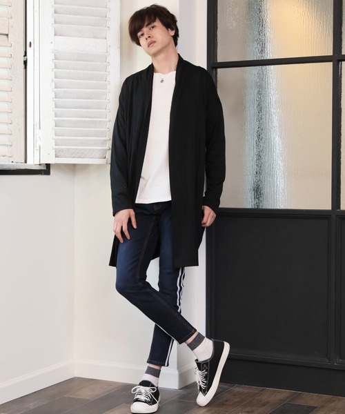 ARCADE（アーケード）の「春服 ストレッチ天竺 ビッグシルエット ロングカーディガン（カーディガン/ボレロ・メンズ・ブラック/グレー/チャコールグレー/ネイビー/モカ/ベージュ系・L/M）」の9枚目の写真