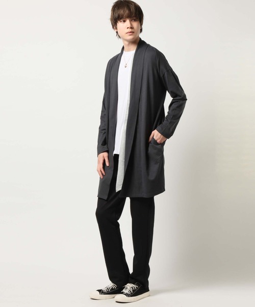 ARCADE（アーケード）の「春服 ストレッチ天竺 ビッグシルエット ロングカーディガン（カーディガン/ボレロ・メンズ・ブラック/グレー/チャコールグレー/ネイビー/モカ/ベージュ系・L/M）」の10枚目の写真
