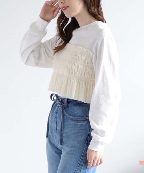 cepo(セポ)の「ベロアチュールドッキングプルオーバー(Tシャツ/カットソー・レディース・オフホワイト/ブラック/ブラウン・M)」の12枚目の写真