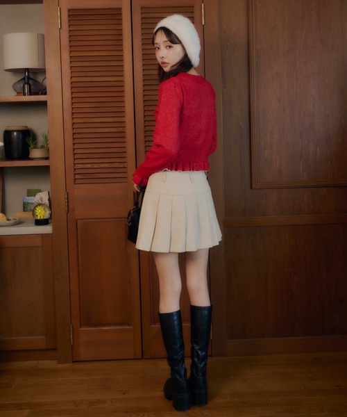 Lallana(ララーナ)の「Frill Knit Cardigan / フリルニットカーディガン(カーディガン/ボレロ・レディース・アイボリー/レッド・FREE)」の10枚目の写真