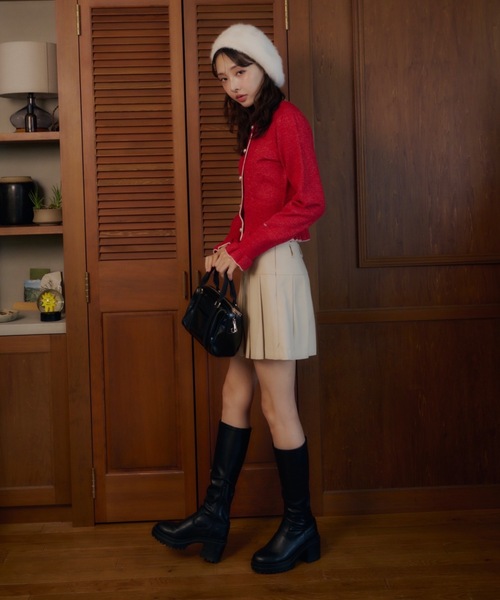 Lallana(ララーナ)の「Frill Knit Cardigan / フリルニットカーディガン(カーディガン/ボレロ・レディース・アイボリー/レッド・FREE)」の11枚目の写真