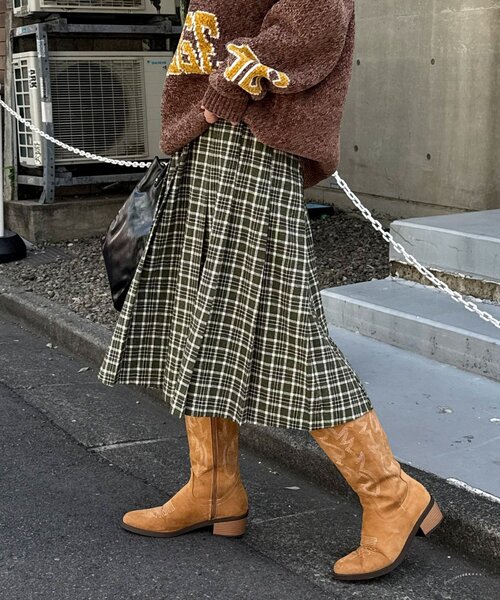 CIAOPANIC(チャオパニック)の「【2サイズ展開】チェックプリーツスカート(スカート・レディース・ブラウン/グレー/グリーン系その他/レッド系その他/レッド・1/0)」の3枚目の写真