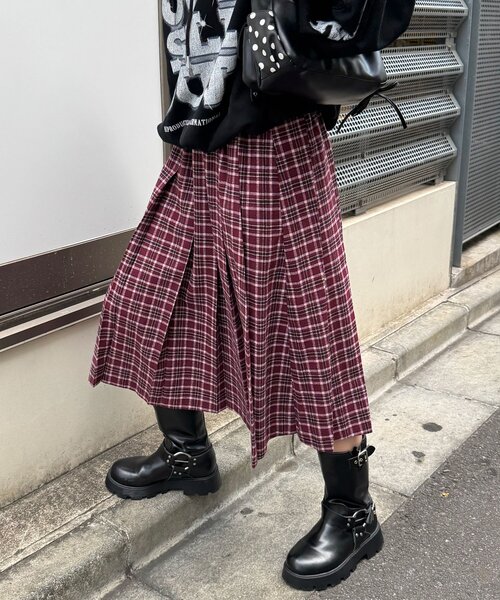 CIAOPANIC(チャオパニック)の「【2サイズ展開】チェックプリーツスカート(スカート・レディース・ブラウン/グレー/グリーン系その他/レッド系その他/レッド・1/0)」の5枚目の写真