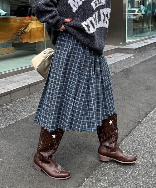 CIAOPANIC(チャオパニック)の「【2サイズ展開】チェックプリーツスカート(スカート・レディース・ブラウン/グレー/グリーン系その他/レッド系その他/レッド・1/0)」の2枚目の写真