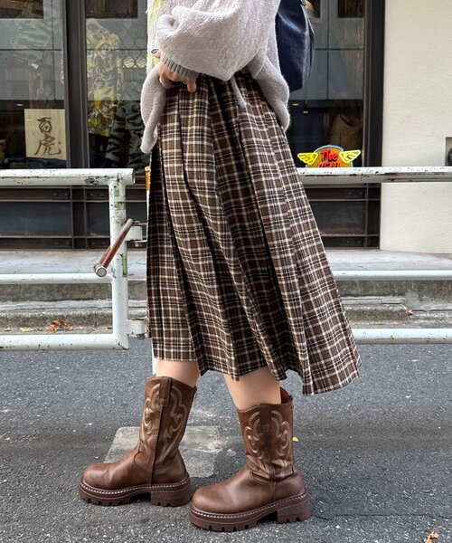 CIAOPANIC(チャオパニック)の「【2サイズ展開】チェックプリーツスカート(スカート・レディース・ブラウン/グレー/グリーン系その他/レッド系その他/レッド・1/0)」の20枚目の写真
