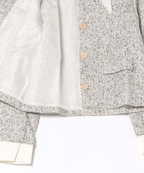 UP START(アップスタート)の「【LAMPOON】ドッキングツイードジャケット(ノーカラージャケット・レディース・ホワイト・MEDIUM/SMALL/LARGE)」の11枚目の写真
