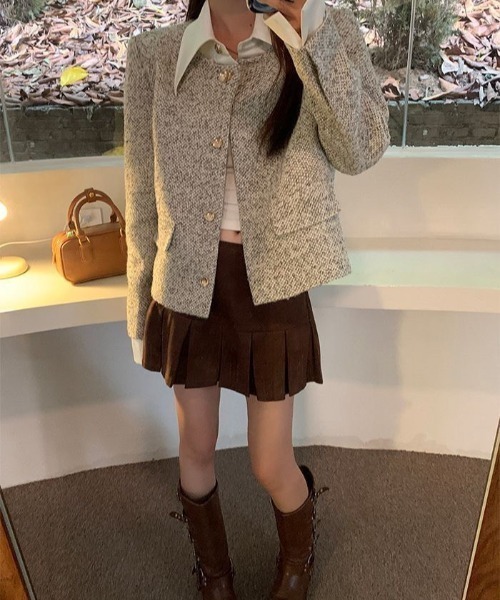 UP START(アップスタート)の「【LAMPOON】ドッキングツイードジャケット(ノーカラージャケット・レディース・ホワイト・MEDIUM/SMALL/LARGE)」の9枚目の写真