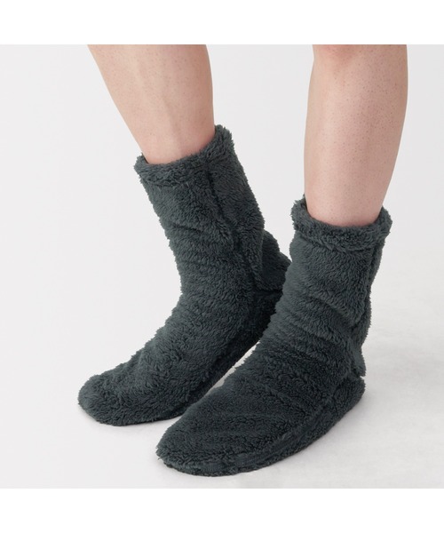 無印良品（ムジルシリョウヒン）の「紳士　足なり直角　再生ポリエステル　ボアフリース　ルームソックス（ソックス/靴下・メンズ・ダークネイビー/ブラウン/ダークグレー/ダークベージュ/カーキ系/ブラウン系・25-27CM）」の7枚目の写真