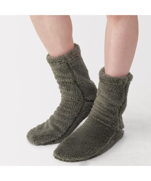 無印良品（ムジルシリョウヒン）の「紳士　足なり直角　再生ポリエステル　ボアフリース　ルームソックス（ソックス/靴下・メンズ・ダークネイビー/ブラウン/ダークグレー/ダークベージュ/カーキ系/ブラウン系・25-27CM）」の8枚目の写真